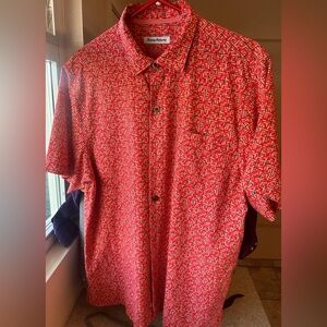Tommy Bahama Red and White Geometric Men's Shirt